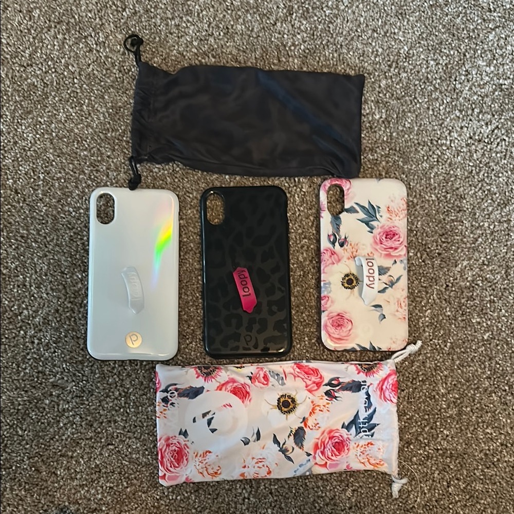 Loopy Cases 3-pack: Black Leopard, Iridescent Pearl, Pink Floral, iPhone X Cases